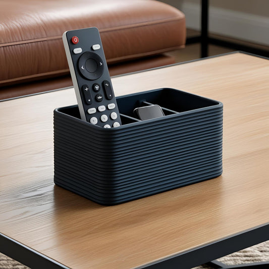 Modern Ribbed Remote Control Holder - Elegant Living Room Remote Caddy