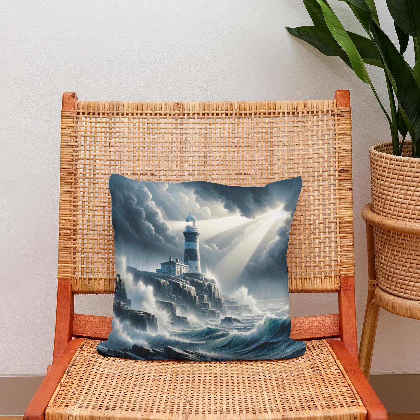 Stormwatch Lighthouse Cotton Cushion