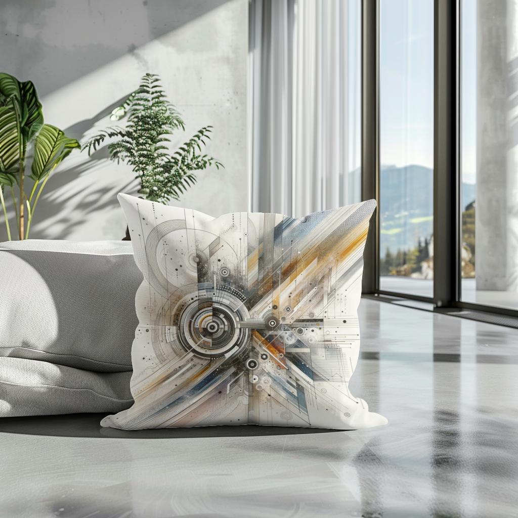 Lens of Time: Visions in Abstract Cotton Cushion