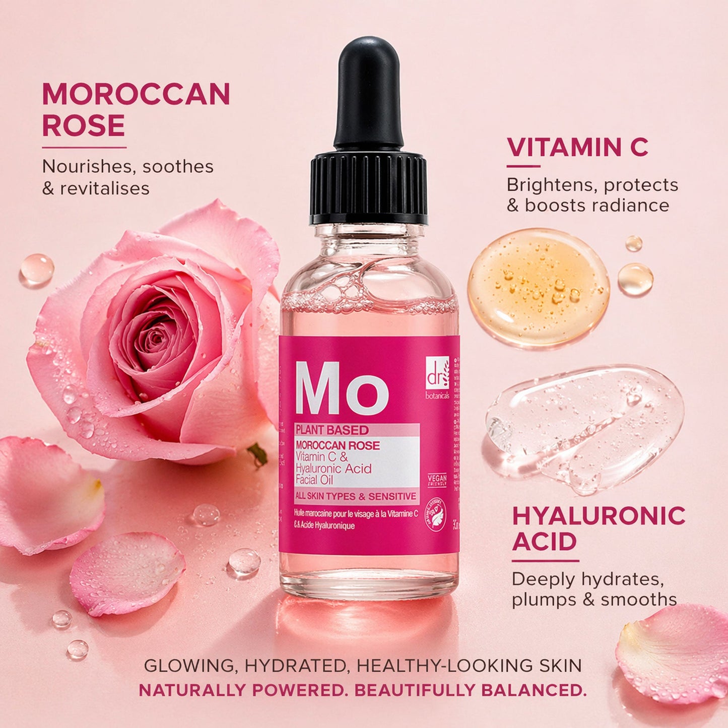 Moroccan Rose Facial Oil with Hyaluronic Acid & Vitamin C