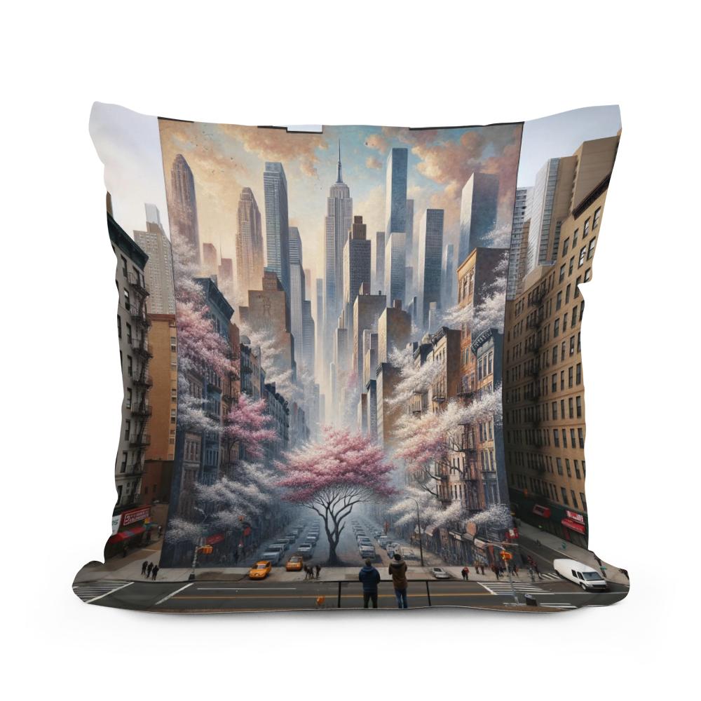 Skyline Blossoms Cotton Cushion