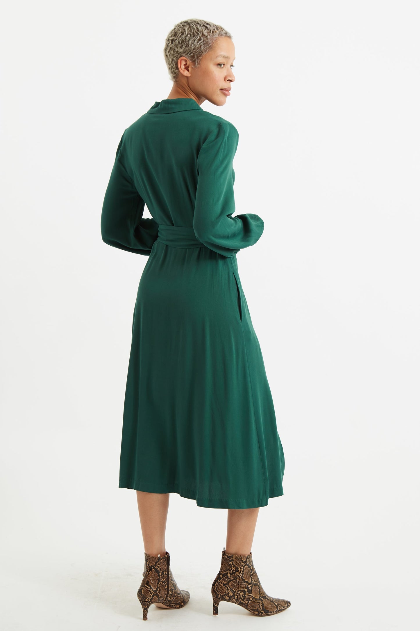 Rebecka Twill Long Sleeve Midi Dress