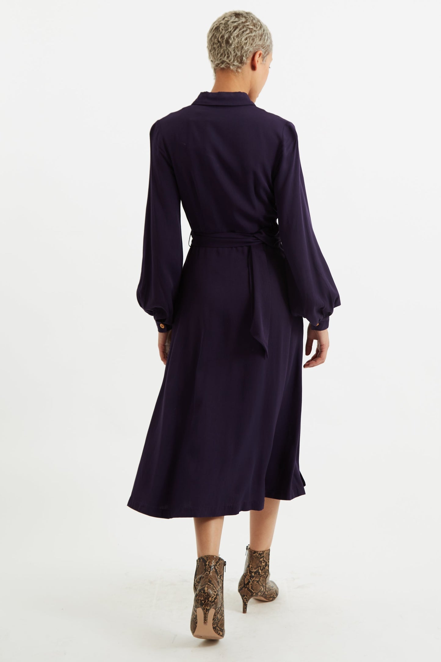 Rebecka Twill Long Sleeve Midi Dress