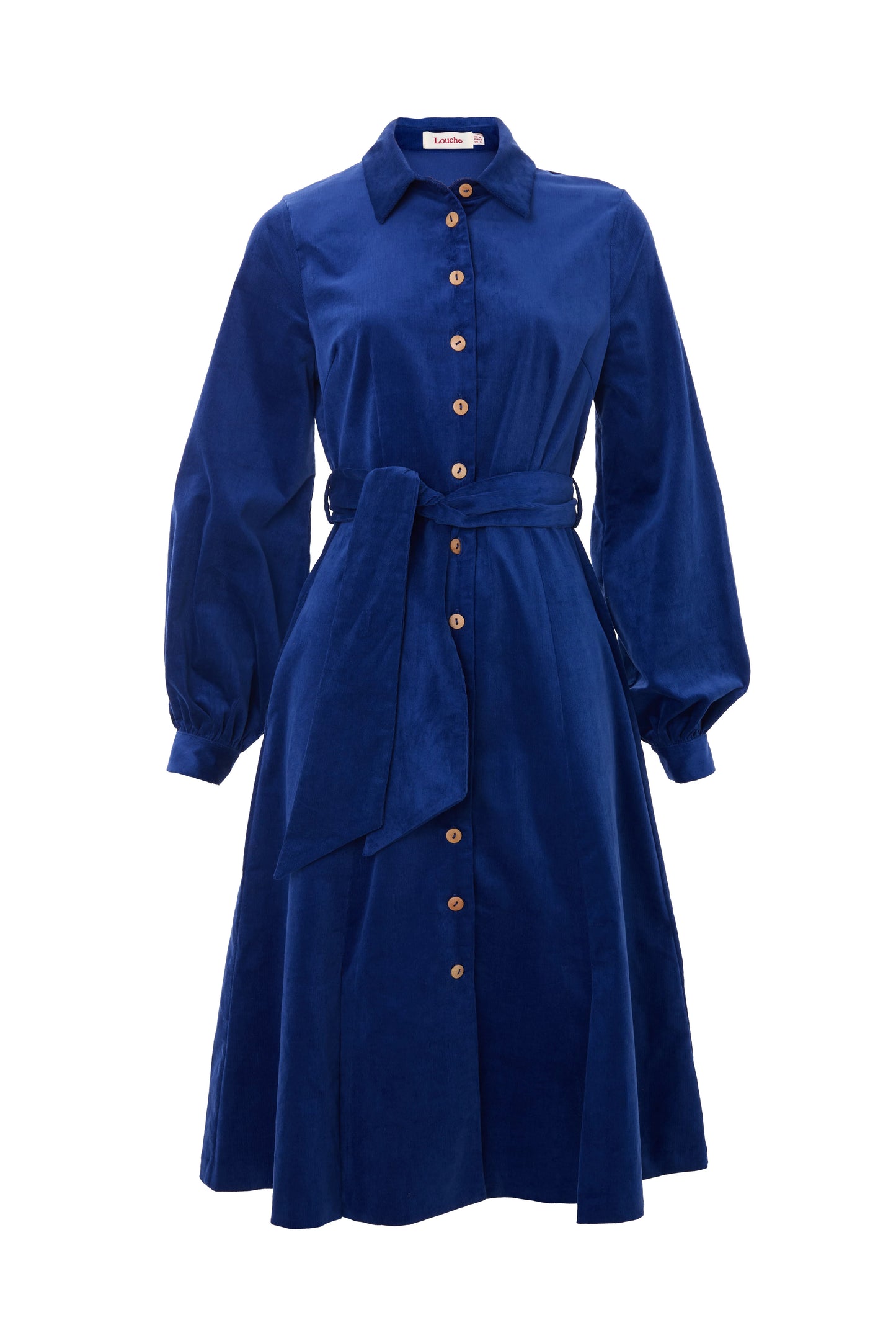 Rebecka Babycord Midi Shirt Dress - Cobalt