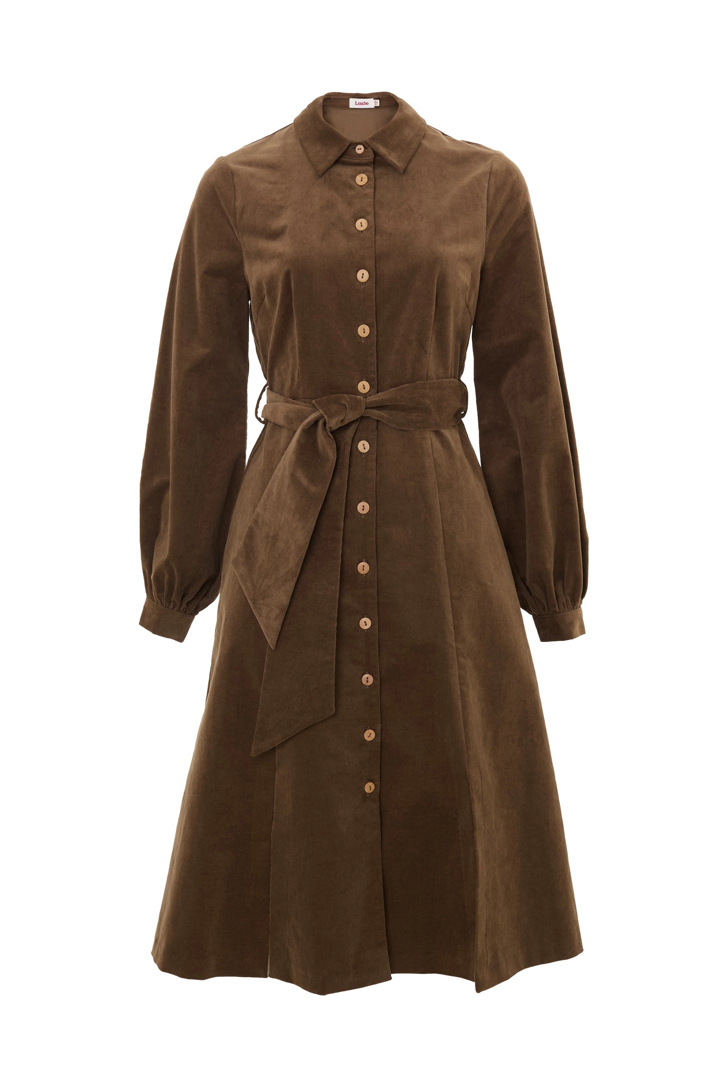 Rebecka Baby Cord Midi Shirt Dress - Mole