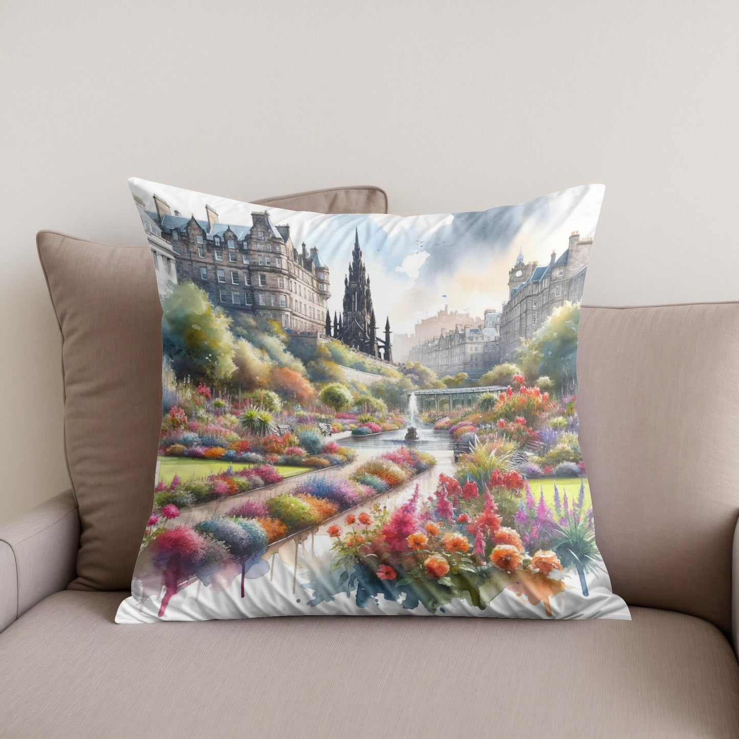 Edinburgh Princes Street Gardens Bloom Cotton Cushion