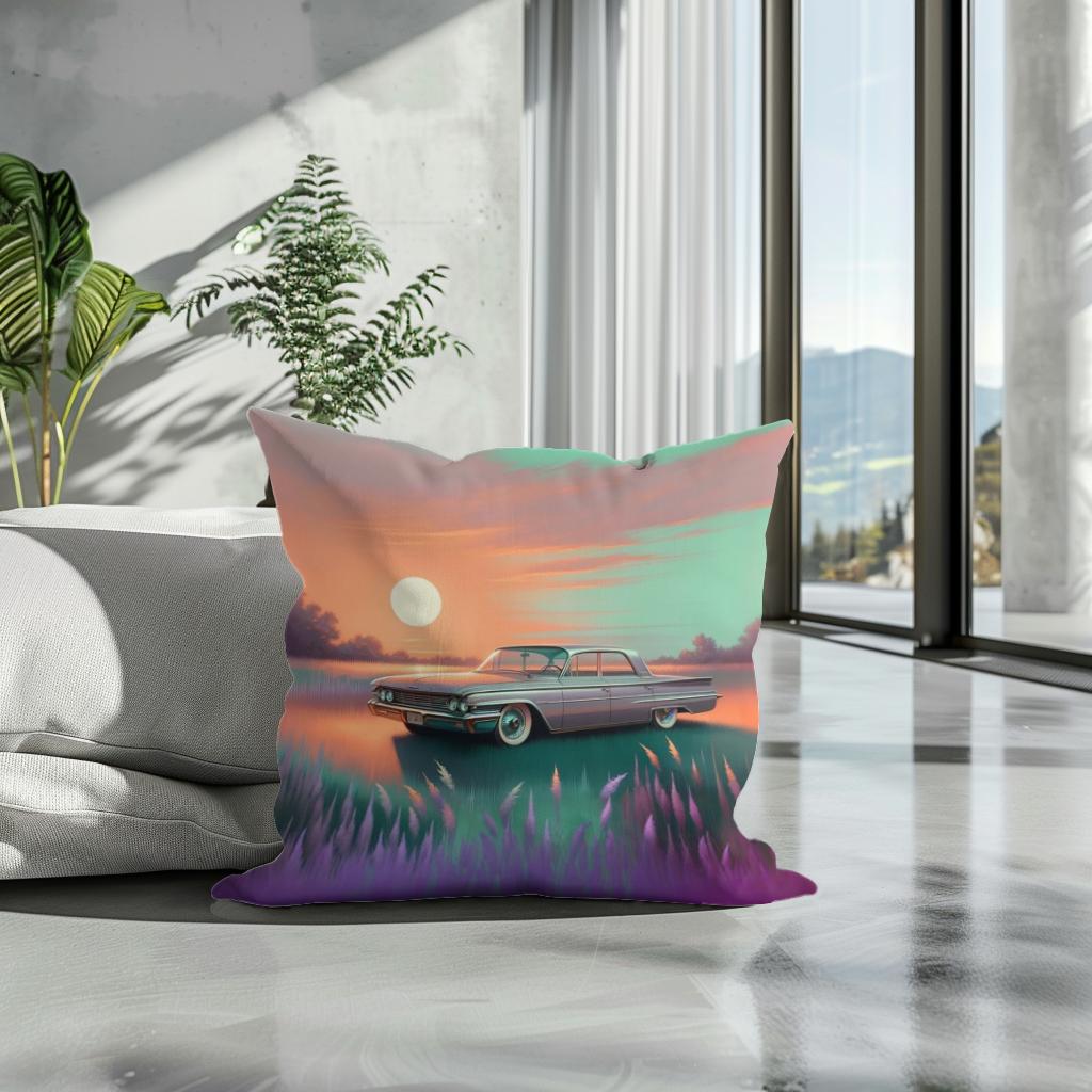 Meadow Sunset Drive Cotton Cushion