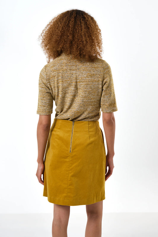 Ria Babycord A-Line Mini Skirt - Mustard