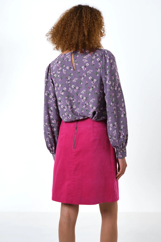 Ria Babycord A-Line Mini Skirt - Pink