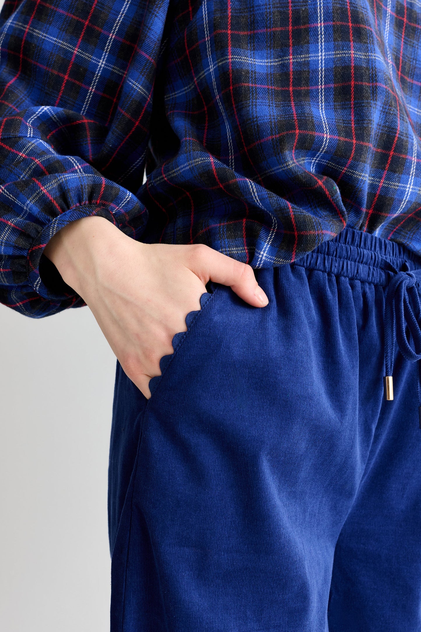 River Babycord Ric Rac Trim Wide Leg Trouser - Navy