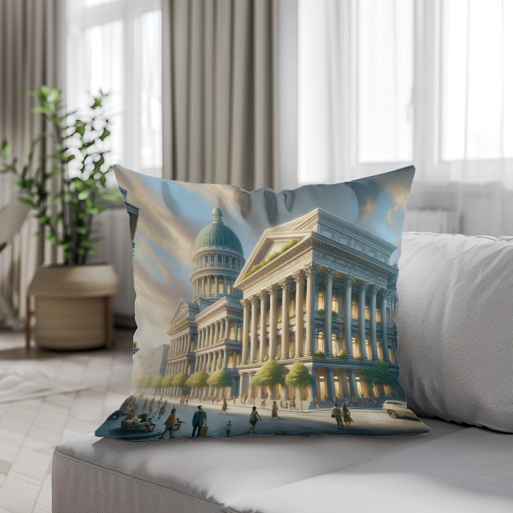 Neo-Neoclassical Square Cotton Cushion