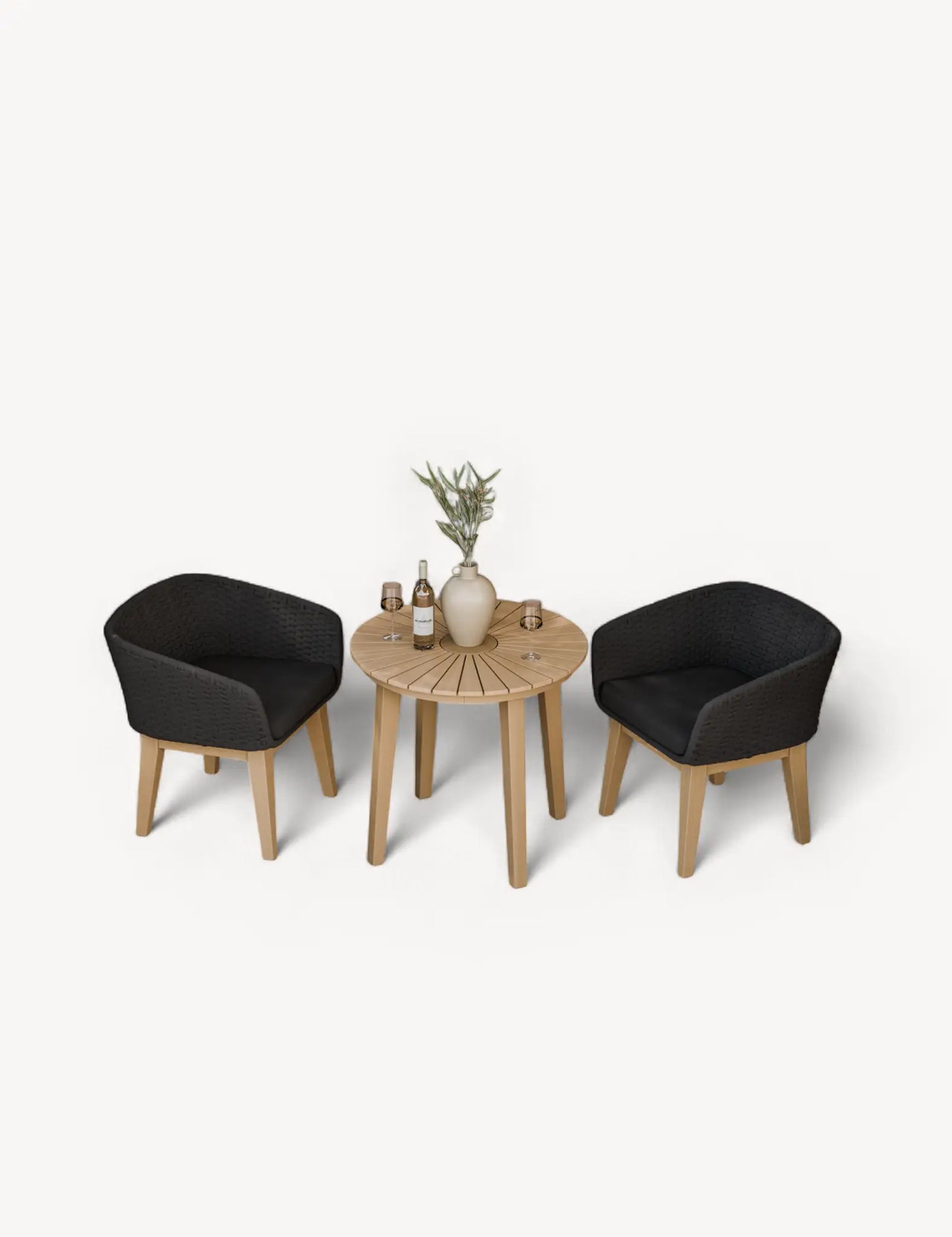 Roma 2 Seater Round Sunray Bistro Set with Eden Night Dining Chairs