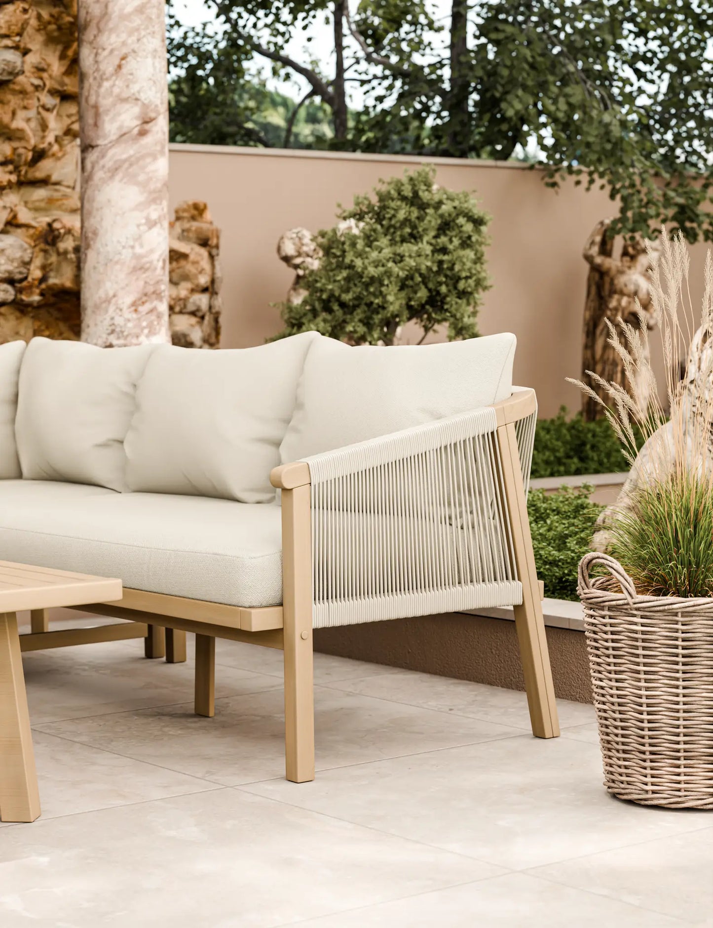 Roma 5 Seater Corner Lounge Set with 90cm Square Coffee Table