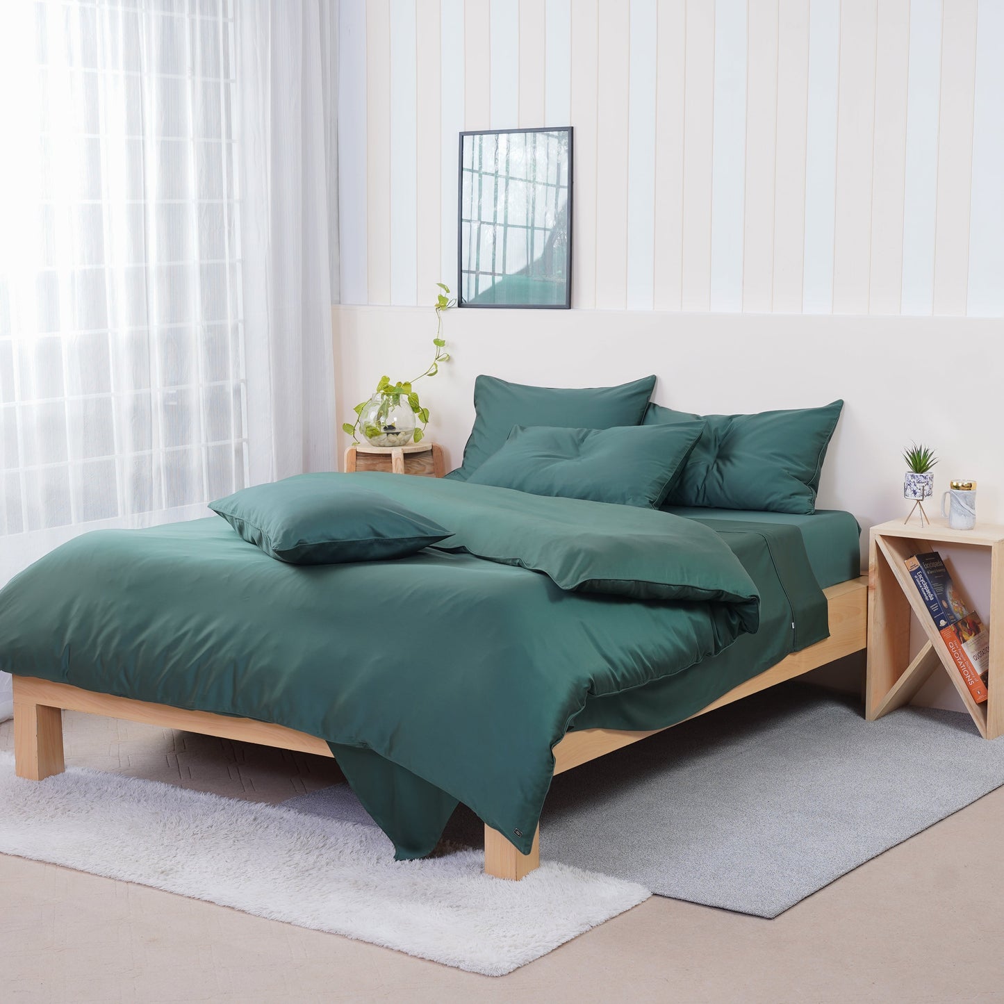Ackly Bamboo - Royal Green Duvet Cover, Sheet & Pillowcases Set