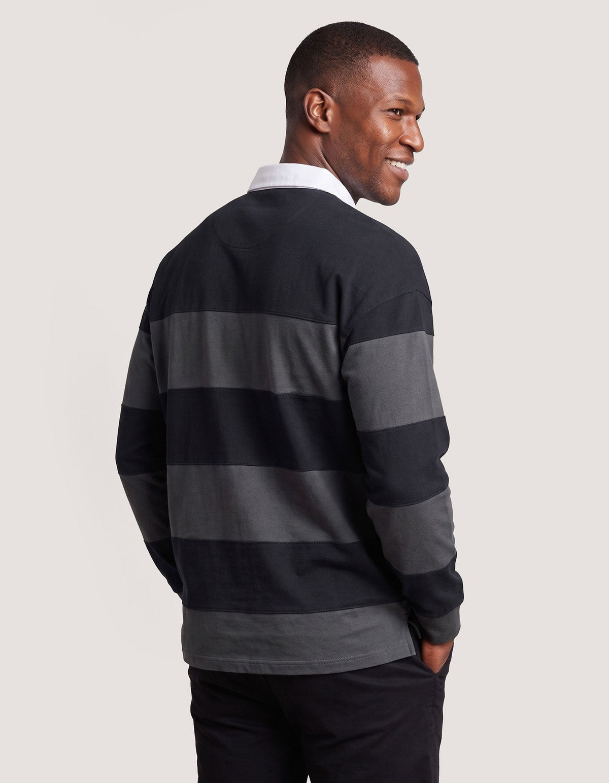 Black Striped Oversized Rugby Shirt