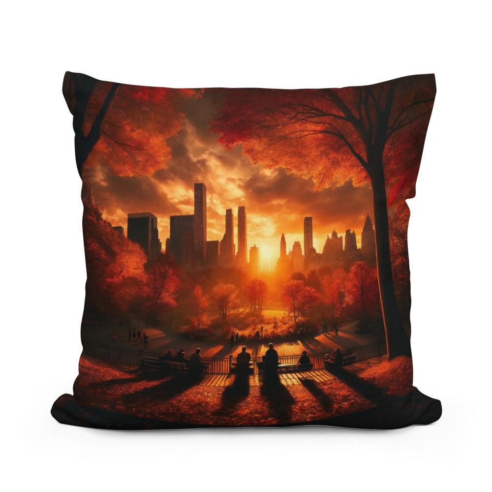 Autumn Sunset Silhouettes Cotton Cushion