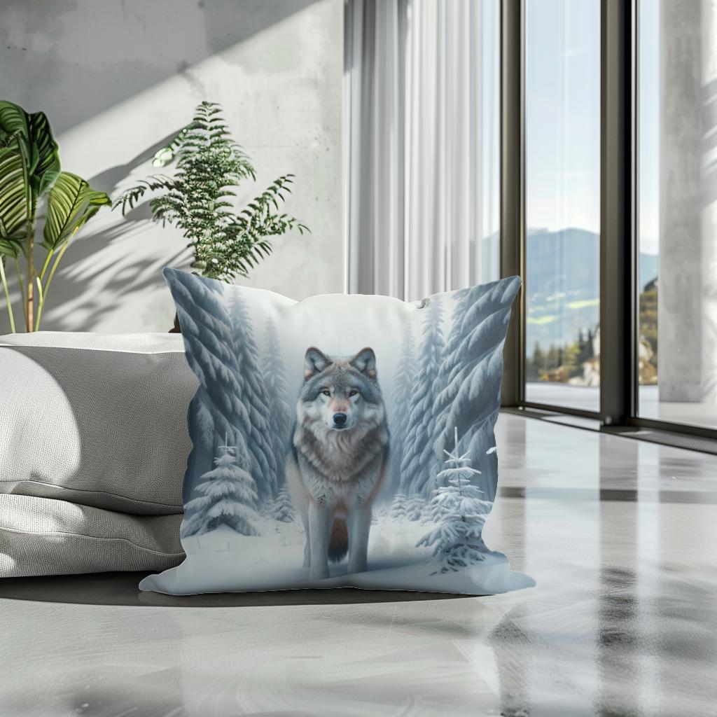 Winter's Sentinel Cotton Cushion