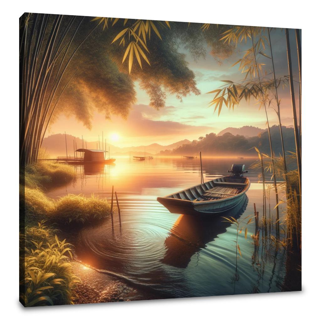 Lakeside Sunset Serenity Canvas