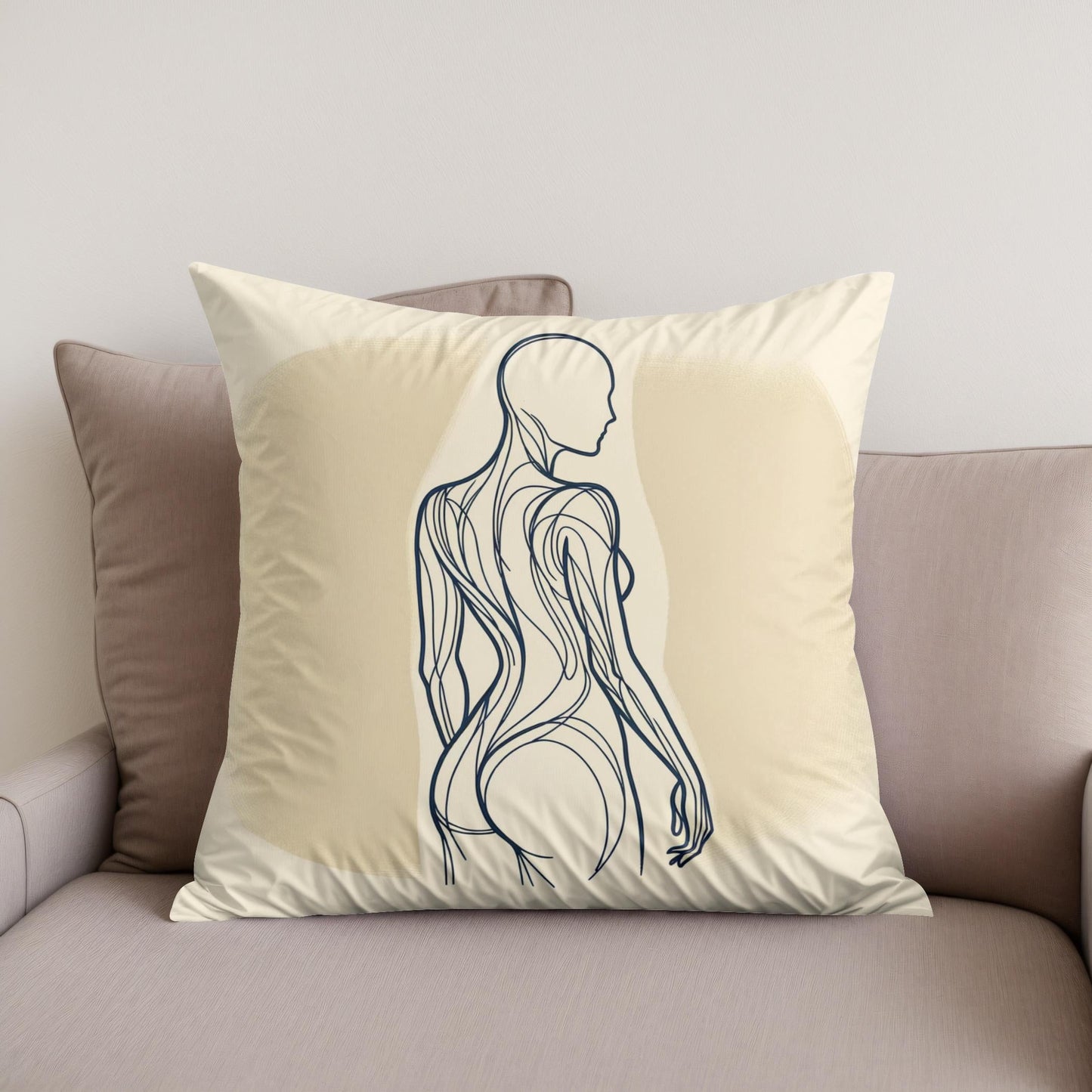 Elegance in Line: Human Contours Cotton Cushion