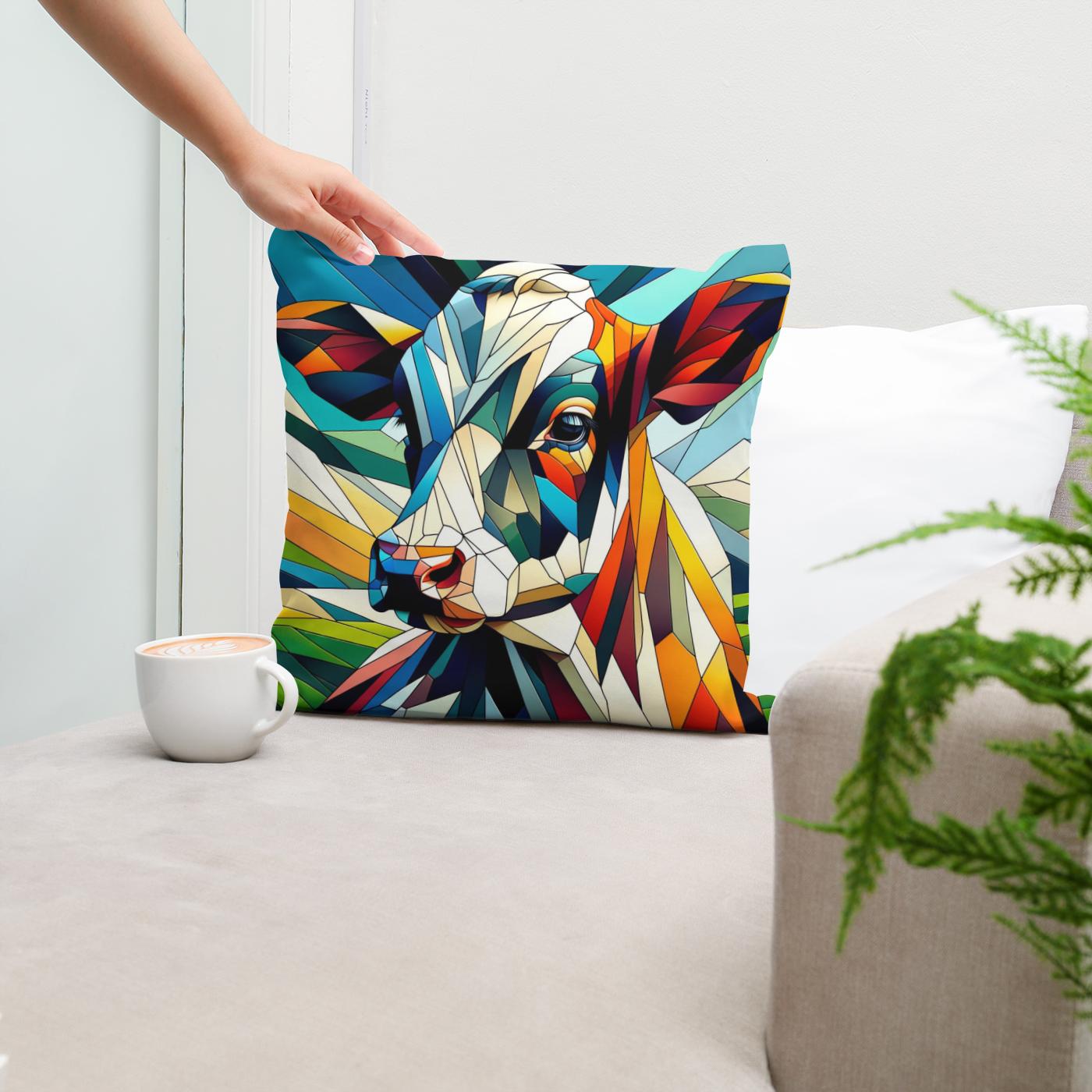 Cubist Contrast Cow Cotton Cushion