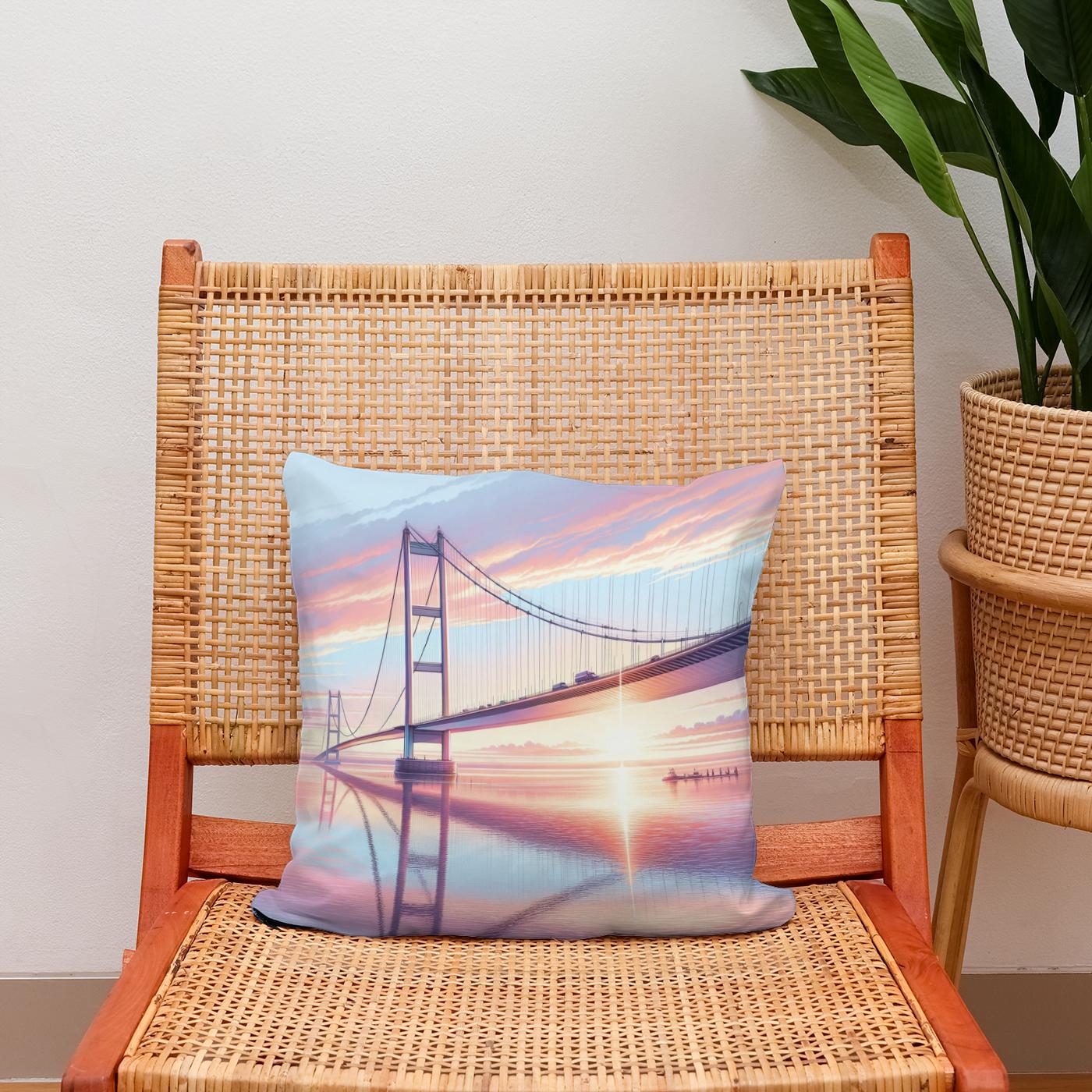 Sunrise at Humber Bridge Cotton Cushion