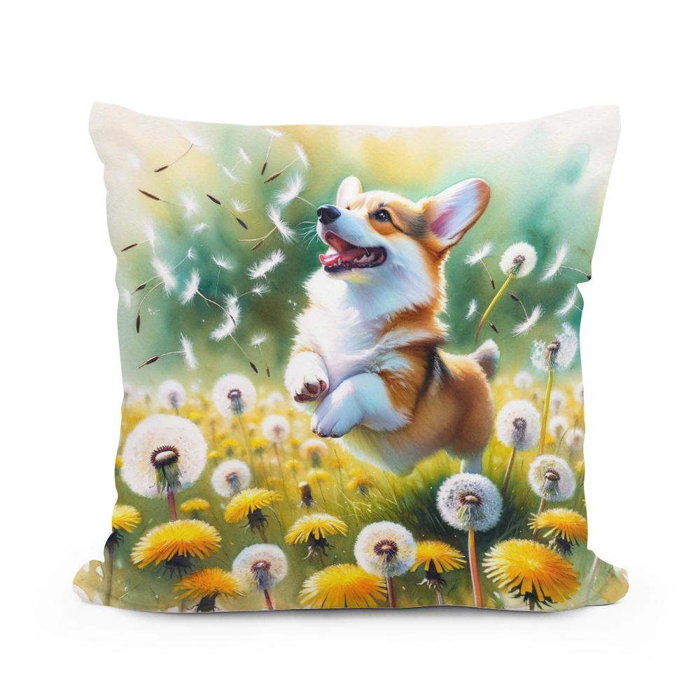 Corgi Whimsy Cotton Cushion