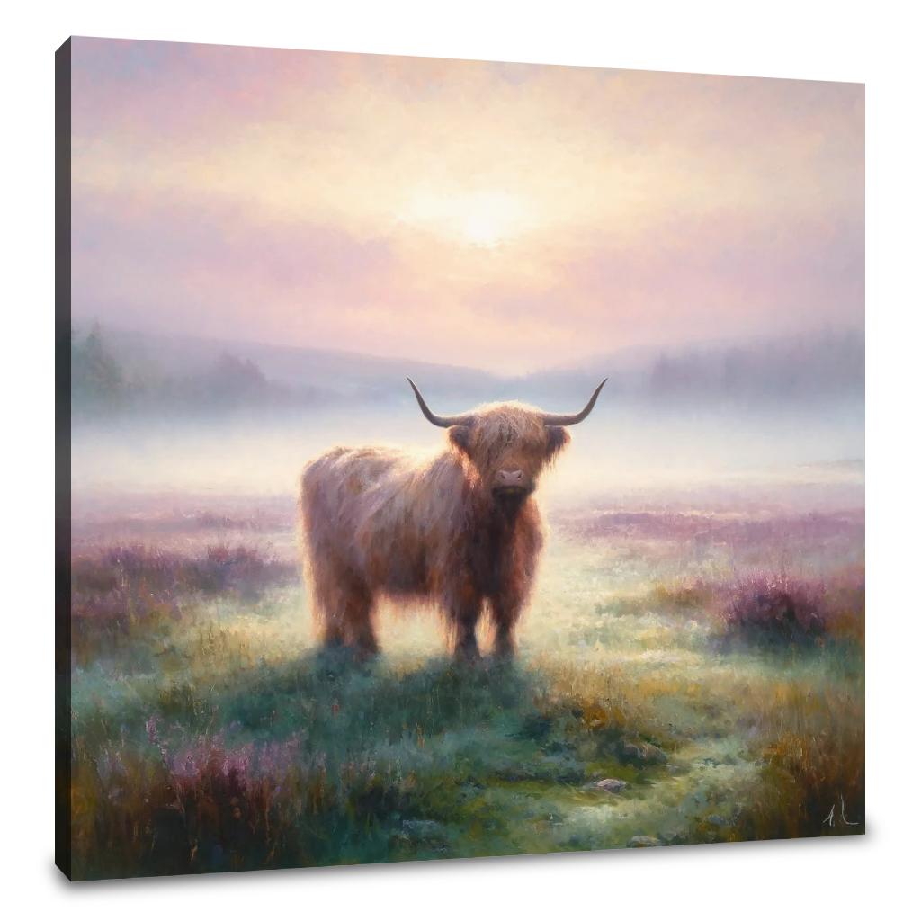 Highland Cow Dawn Canvas