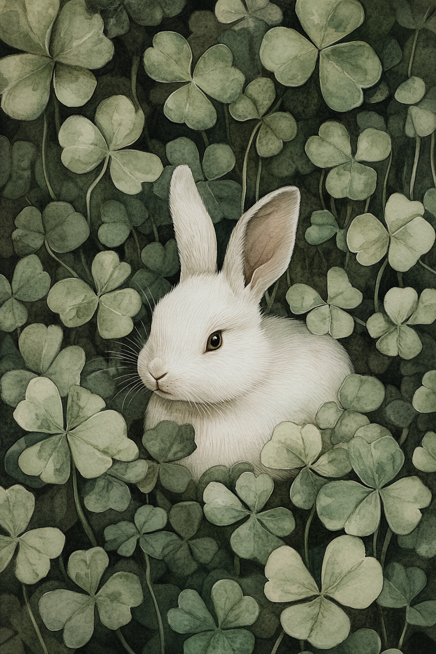 Rabbit in Clover Canvas