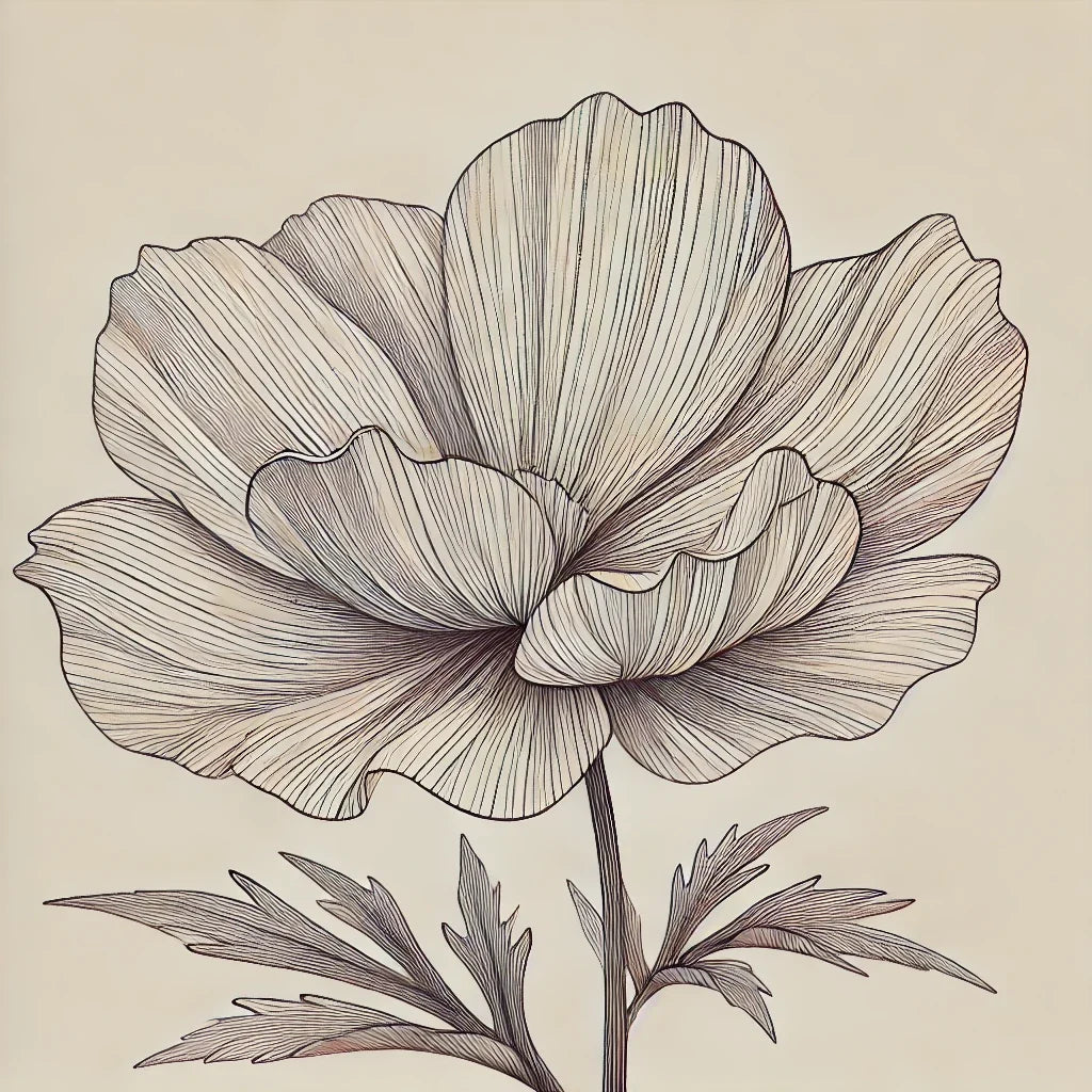 Radiant Bloom Line Art Canvas