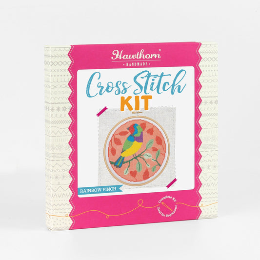 'Rainbow Finch' Bird Cross Stitch Kit for Beginners