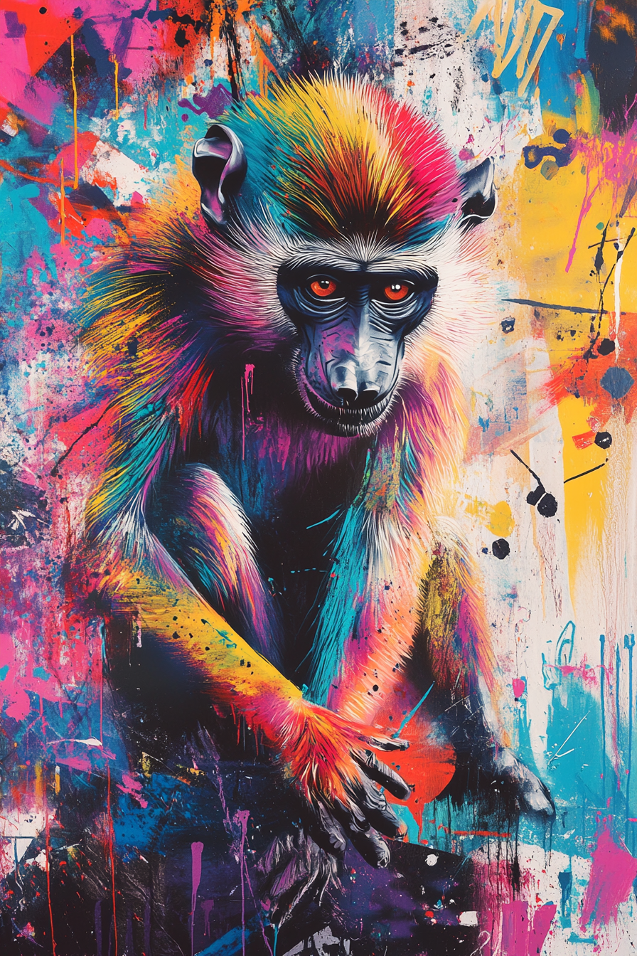 Rainbow Baboons Canvas