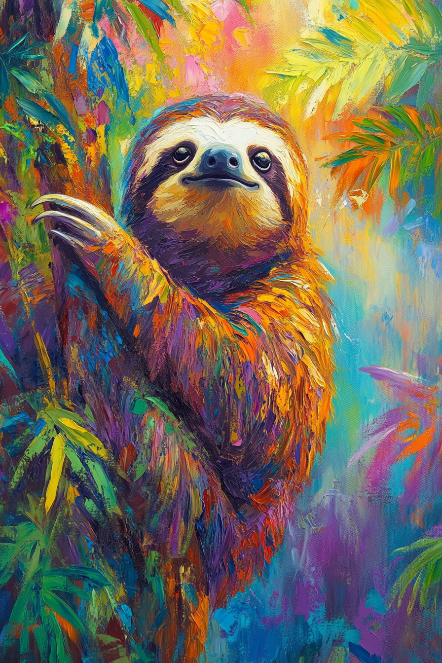 Rainbow Joy Sloth Canvas