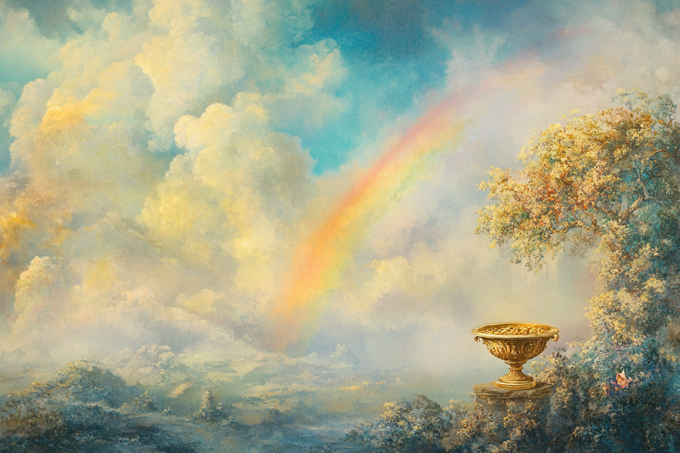 Rainbow and Gold Canvas