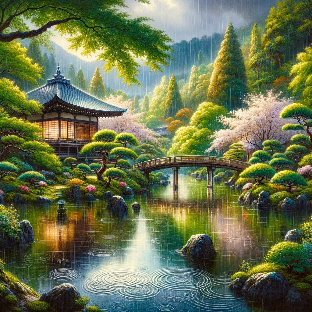Rainy Kyoto Garden Canvas