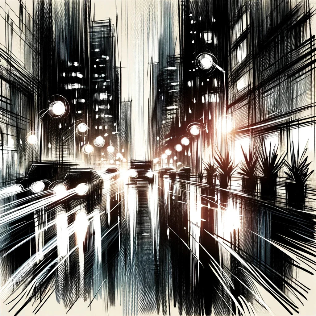 Rainy Night Reflections Canvas
