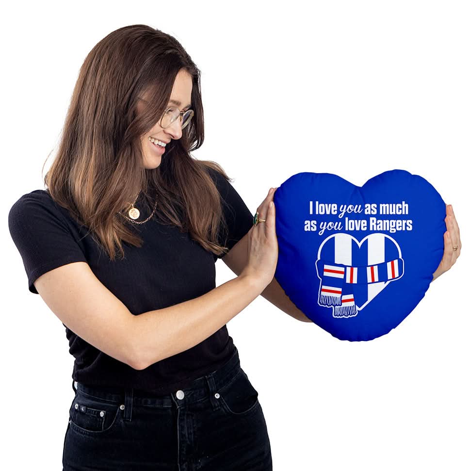 Love You as much as You Love Rangers - Heart Shaped Cushion