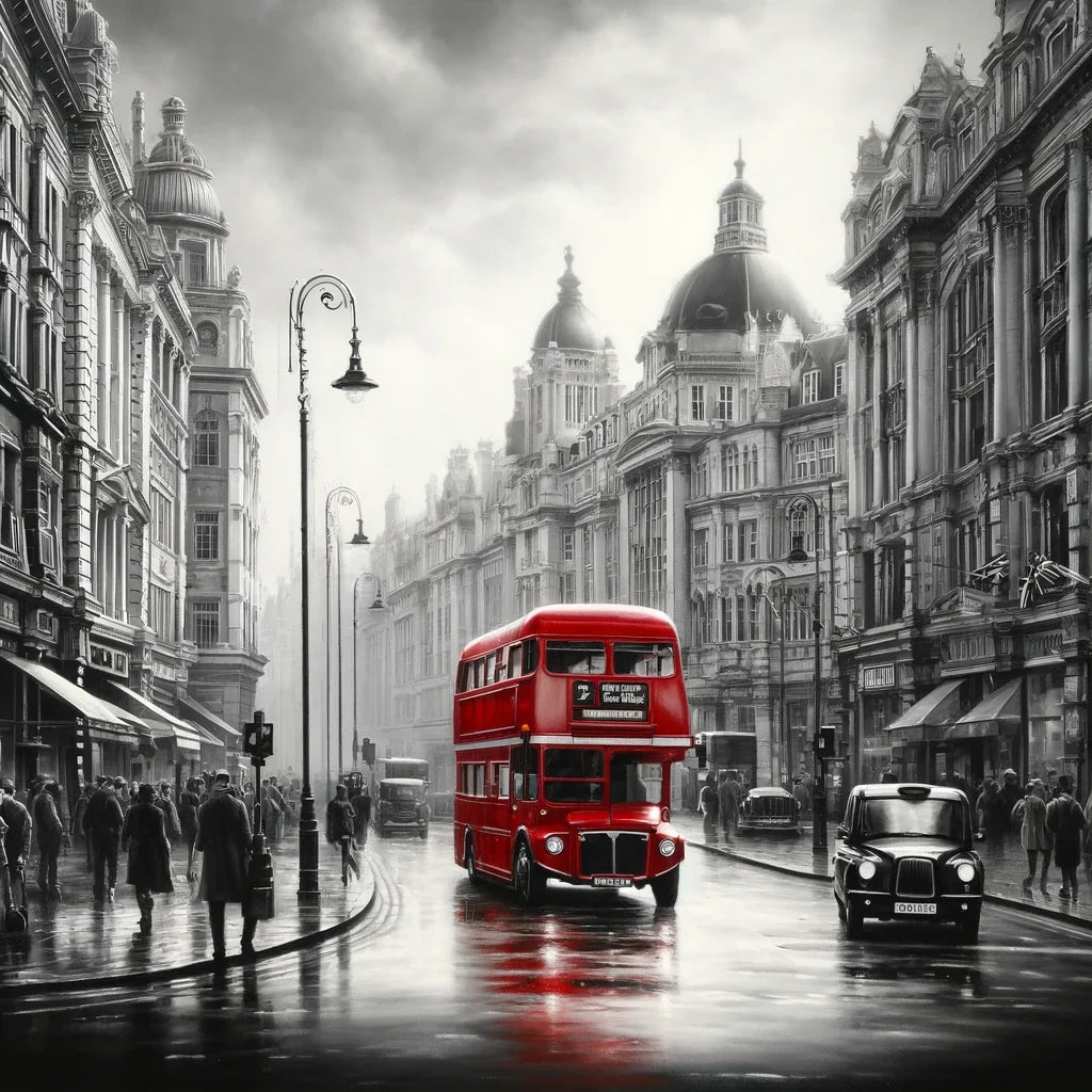 Red Essence of London Cotton Cushion