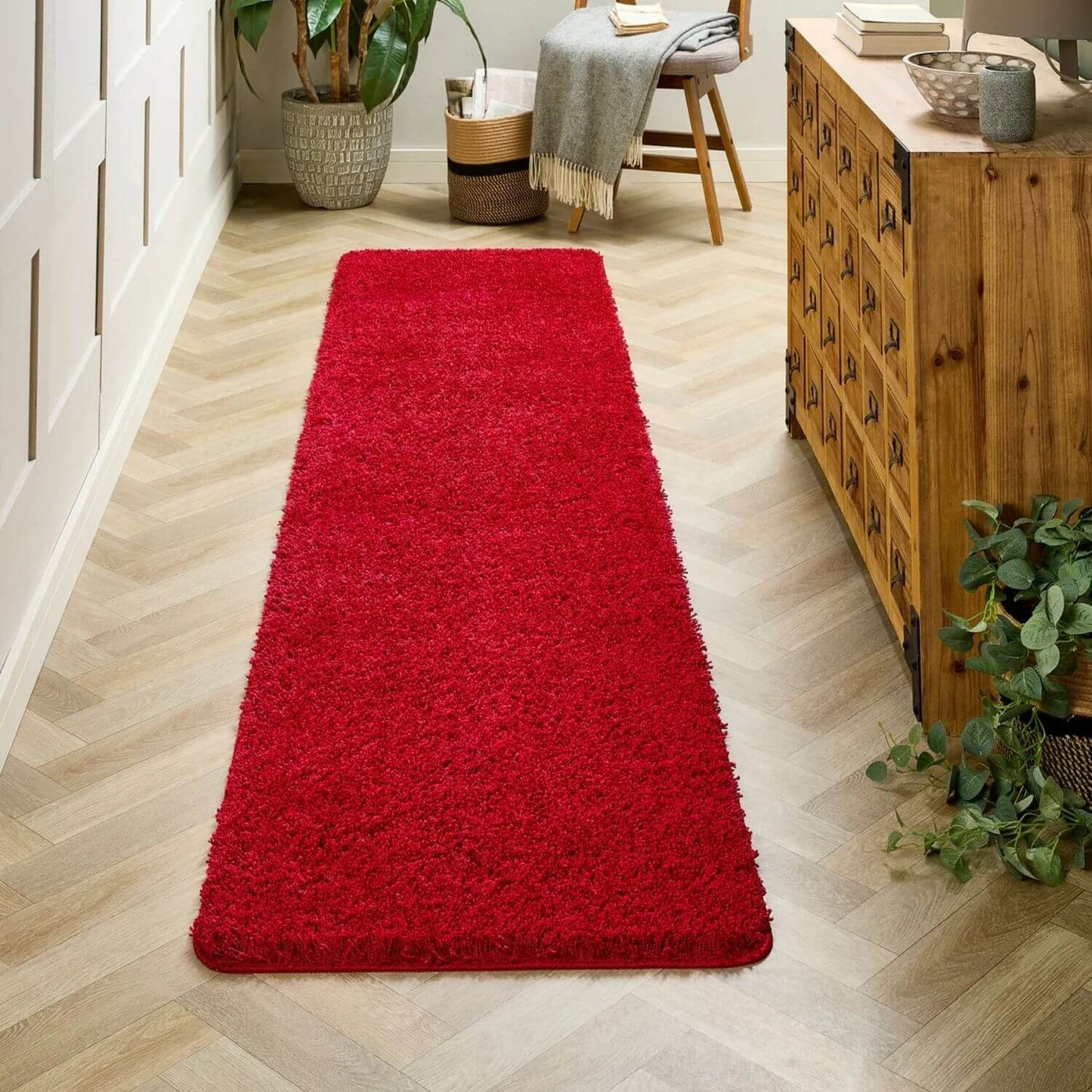Washable Red Shaggy Rug