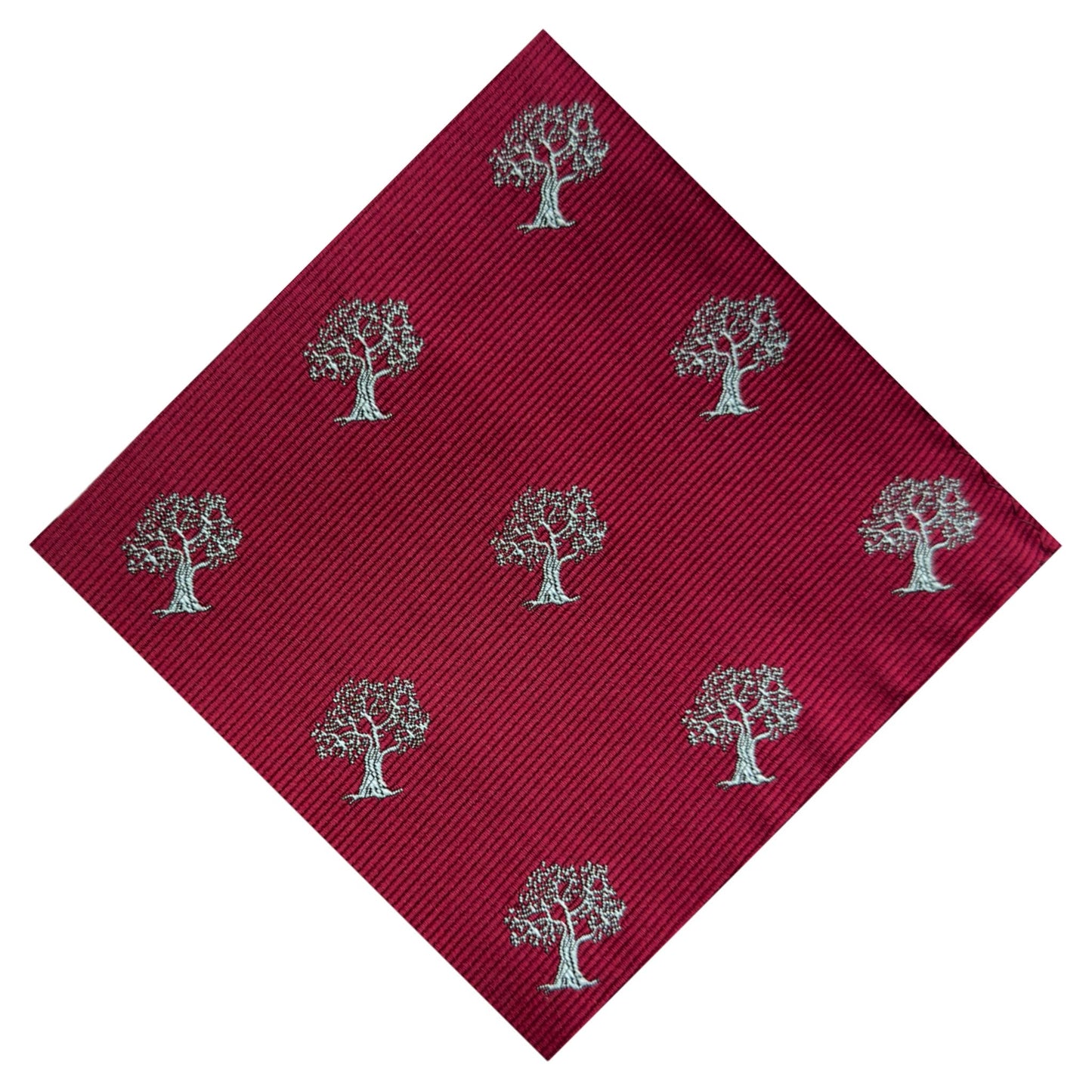 Tree Pocket Square Red & Silver