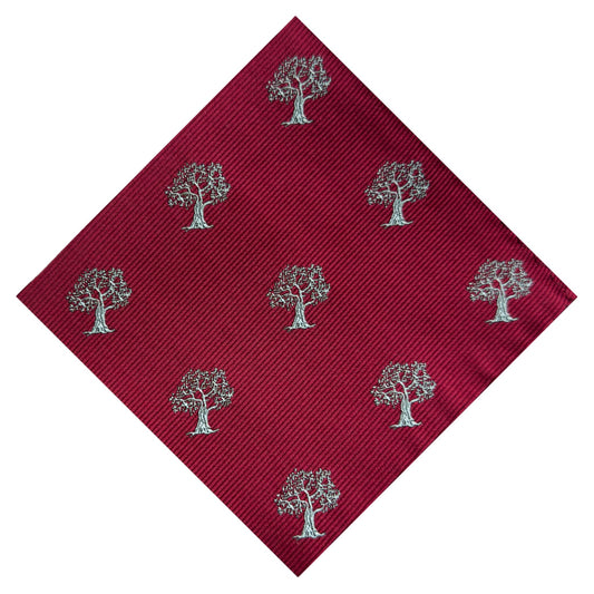 Tree Pocket Square Red & Silver