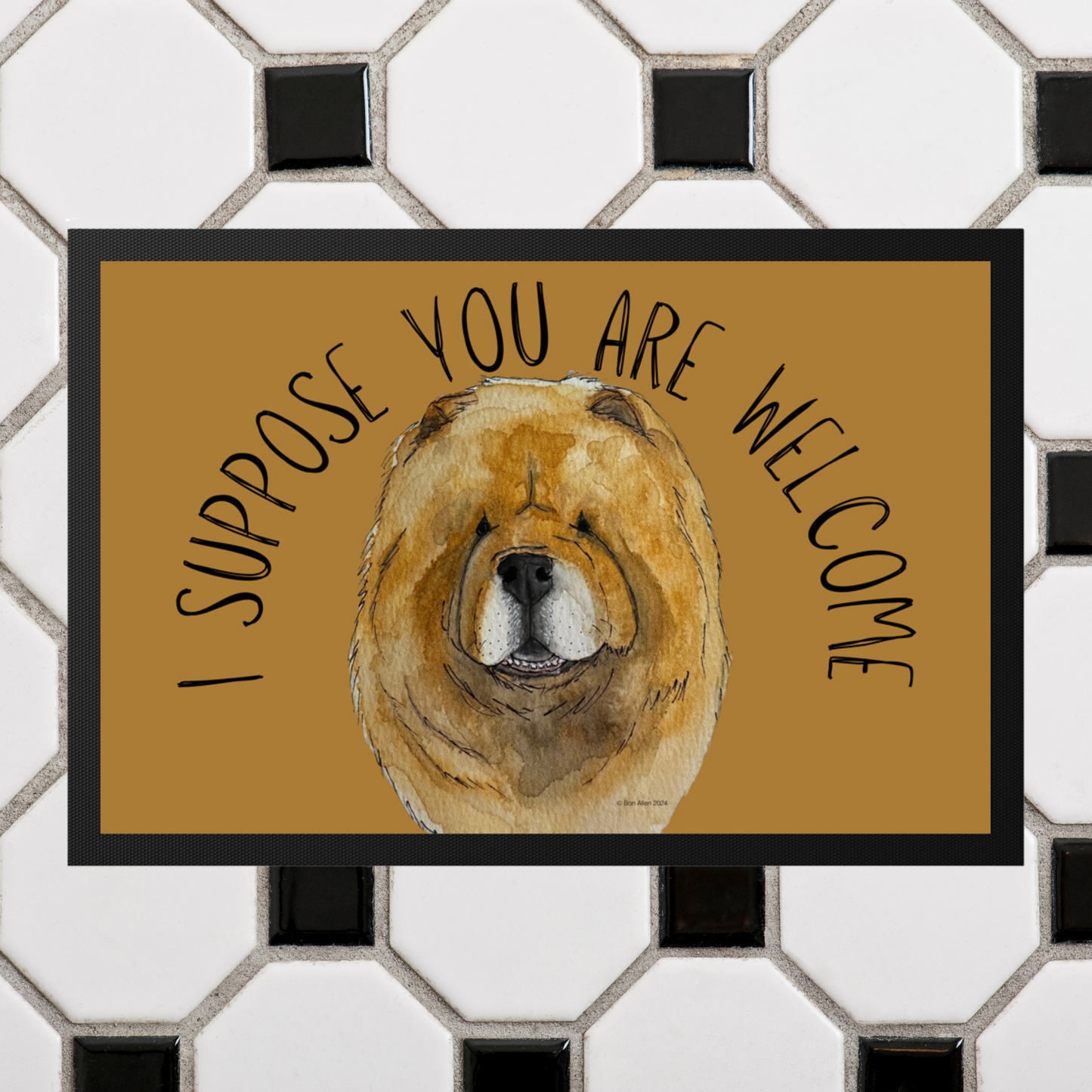 Charming Red Chow Chow Doormat – 'I Suppose You Are Welcome'!