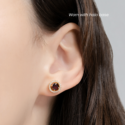 Garnet Halo Stud Earrings with Jackets in 18k Gold Vermeil