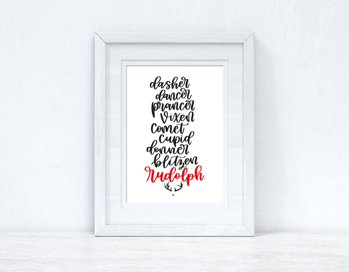 Santa Claus's Reindeer List Seasonal Wall Home Decor Print