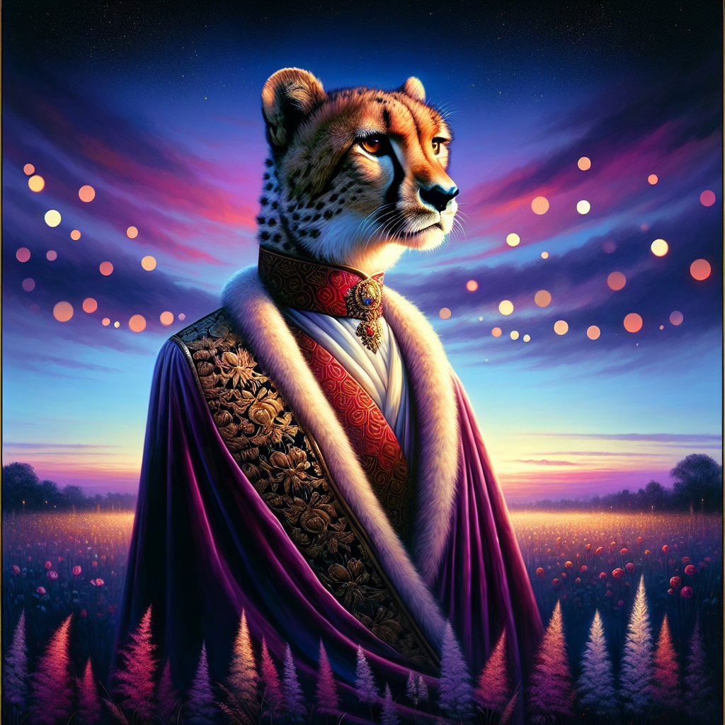 Regal Cheetah Dusk Royalty Canvas