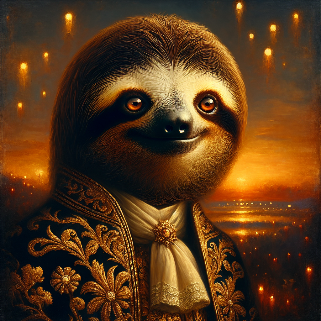 Regal Dusk Sloth Canvas