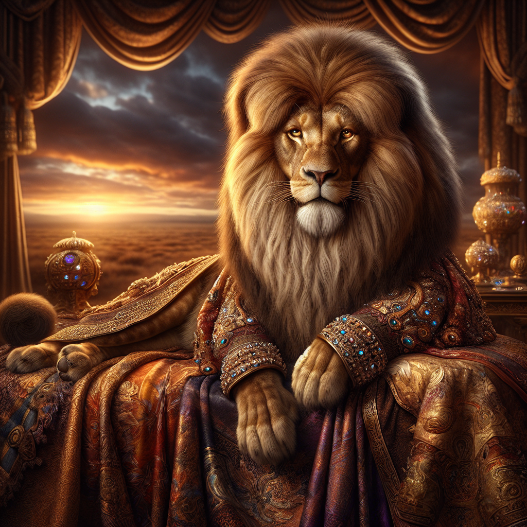 Regal Lion Majesty Sunset Canvas