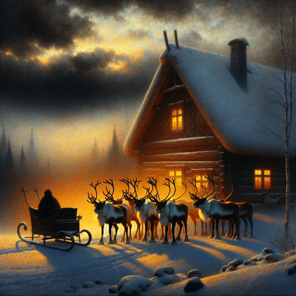 Reindeer Vigil Dusk Canvas