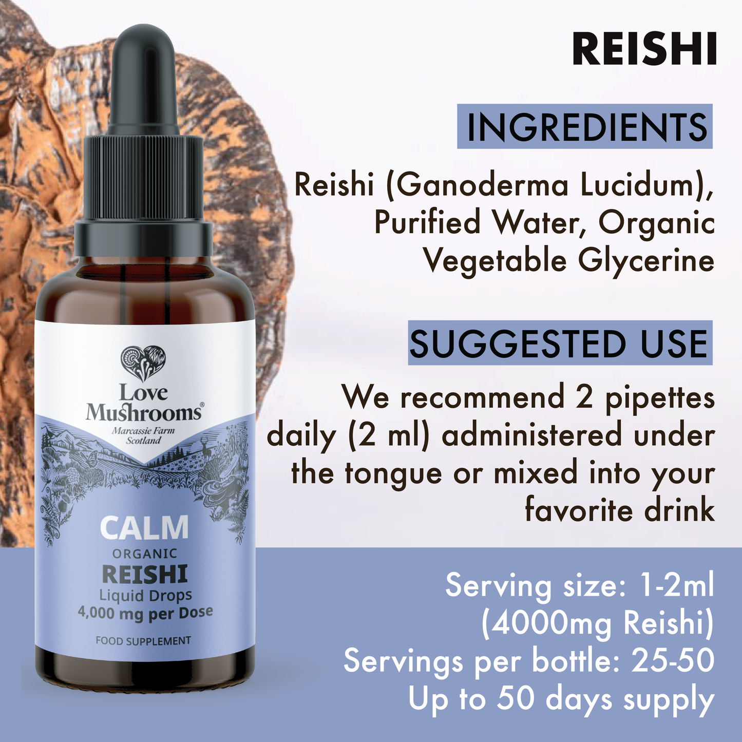Reishi Liquid Drops (50ml) – 4000mg per Dose