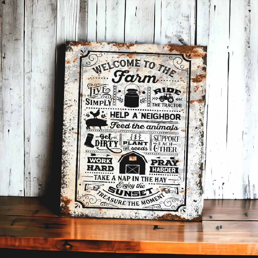 Replica Vintage Welcome to the Farm Metal Sign