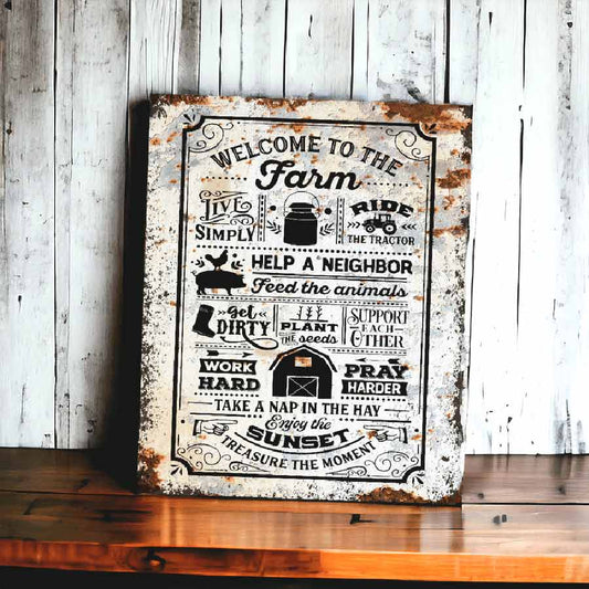 Replica Vintage Welcome to the Farm Metal Sign